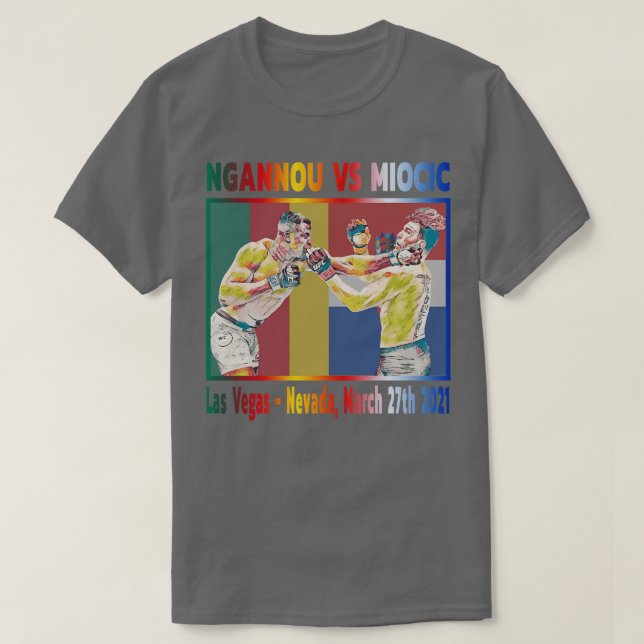 Ngannou Vs Miocic Flaggor Färg T Shirt (Design framsida)