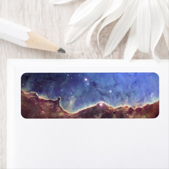 NGC 3324 Brown och Blue Celestial Photo Returadress Etikett (Insitu)