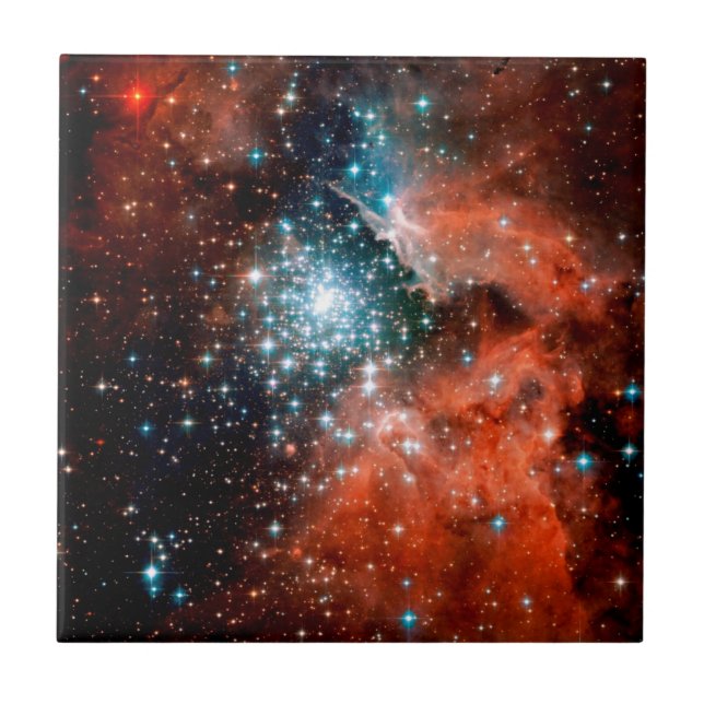 NGC 3603 Stjärnbildande region - Hubble Rymdfoto Kakelplatta (Framsidan)