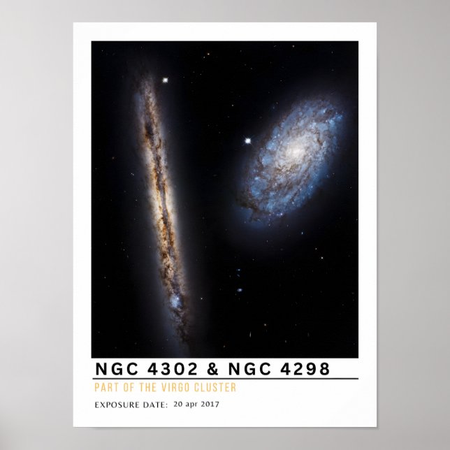 NGC 4302 och NGC 4298 rymdutbildning Poster (Framsidan)