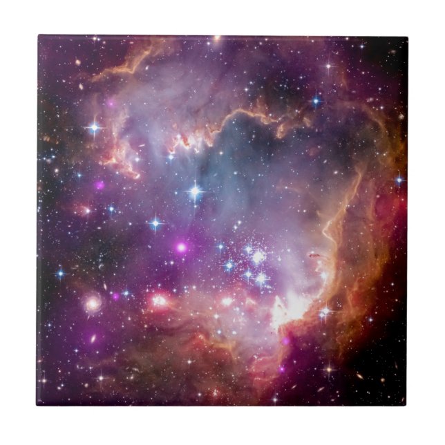 NGC 602-stjärnornas bildskärm - NASA-bubbelfoto Kakelplatta (Framsidan)