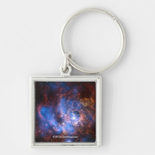 NGC 604 FYRKANTIG SILVERFÄRGAD NYCKELRING