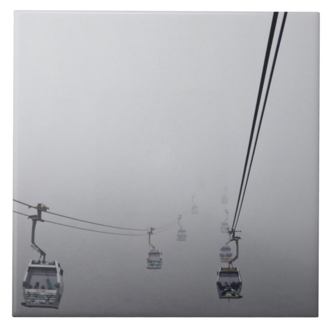 Ngong Ping Cable Car i tjock dimma Kakelplatta (Framsidan)