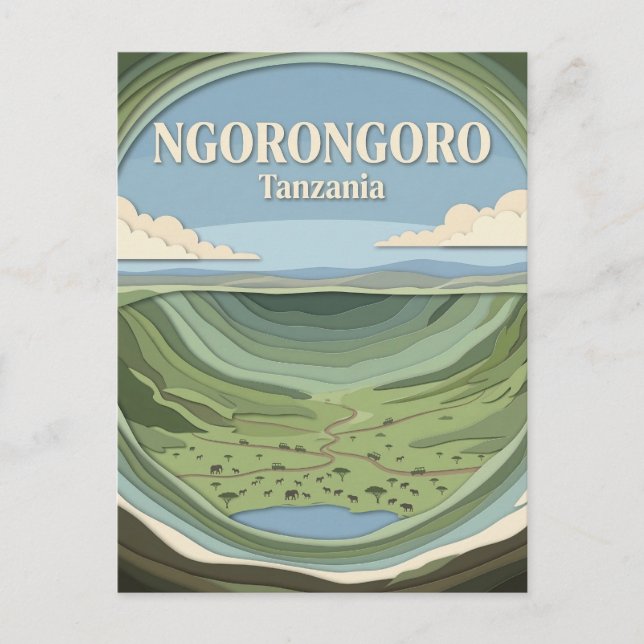 Ngorongoro-kratern, Karatu, Arusha Vykort (Framsida)