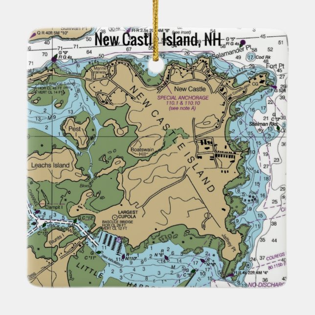 NH-diagram för ön New Castle Julgransprydnad Keramik (Baksida)