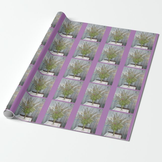 NH Grass Vase Wrapping Paper Presentpapper (Utrullad)
