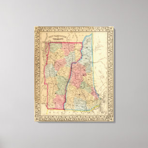 NH Vermont karta av Mitchell Canvastryck