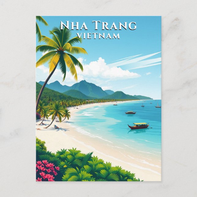 Nha Trang Vietnam Beach Travel Vykort (Framsida)