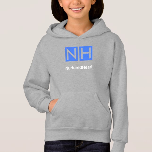 NHI Kids Grått Pullover Hoodie med fickor T Shirt (Framsida)