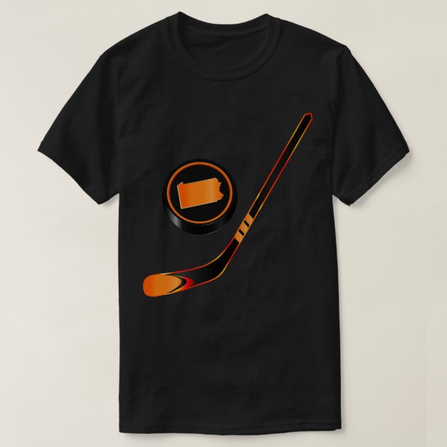 NHL PA Black Orange Stick och Puck T Shirt (Design framsida)