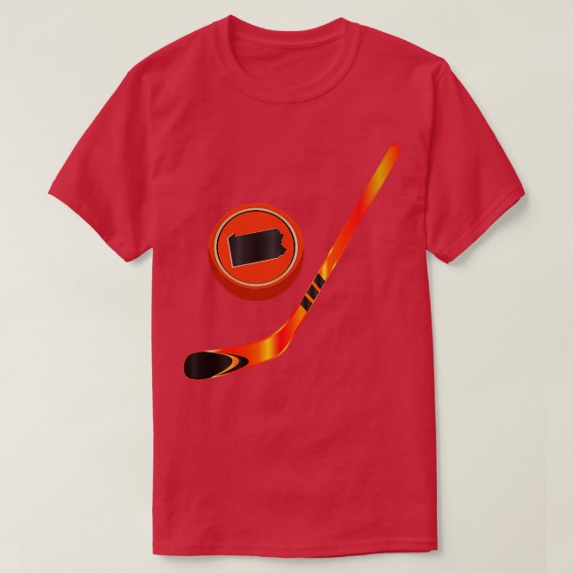 NHL PA Orange Black Stick och Puck T Shirt (Design framsida)
