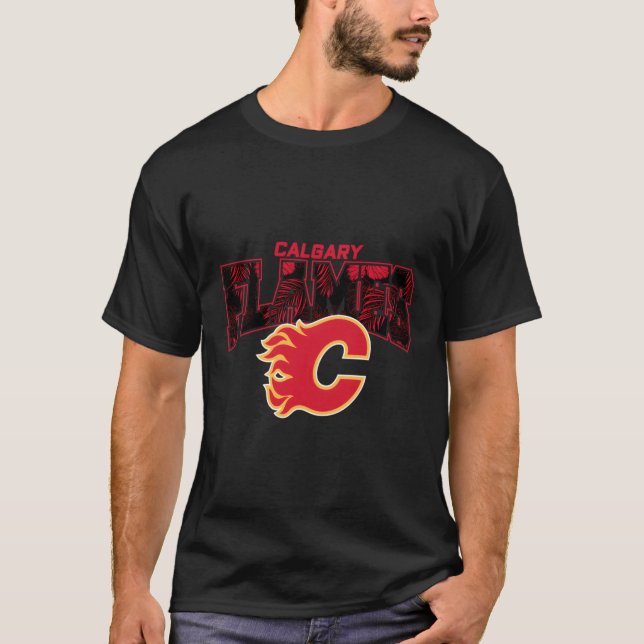 NHL Surfa Skate Calgary Flames Handflatan Beach T Shirt (Framsida)