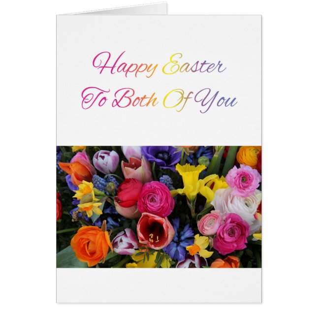 Ni båda Glad påsk Springblombouquet Hälsningskort (Framsidan)
