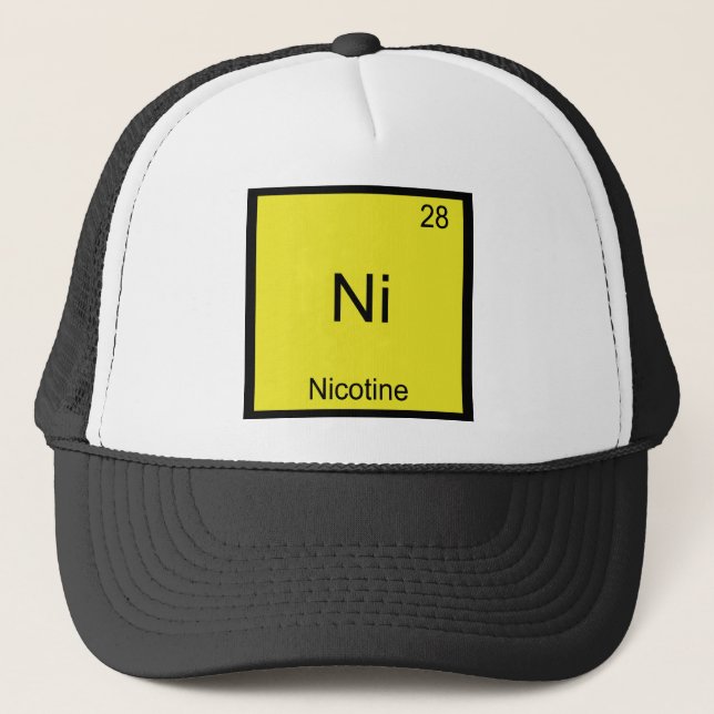Ni - Nicotine Funny Chemistry Inslag T-Shirt Truckerkeps (Framsida)
