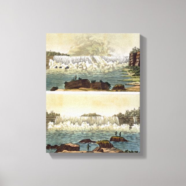 Niagara Falls, 1818 (färg engrave) Canvastryck (Framsida)