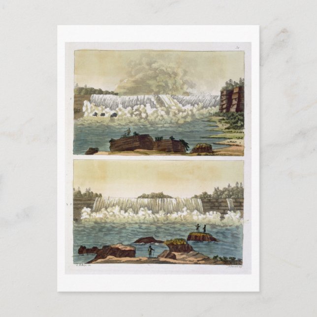 Niagara Falls, 1818 (färg engrave) Vykort (Framsida)
