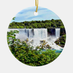Niagara Falls - Amerikanska och Möhippa Veil Falls Julgransprydnad Keramik