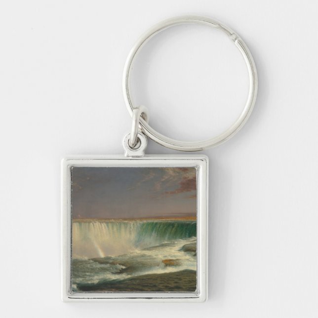 Niagara Falls av Frederic Edwin Church Fyrkantig Silverfärgad Nyckelring (Framsidan)