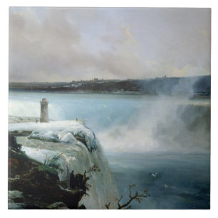 Niagara Falls c.1837-40 (olja på kanfas) Kakelplatta