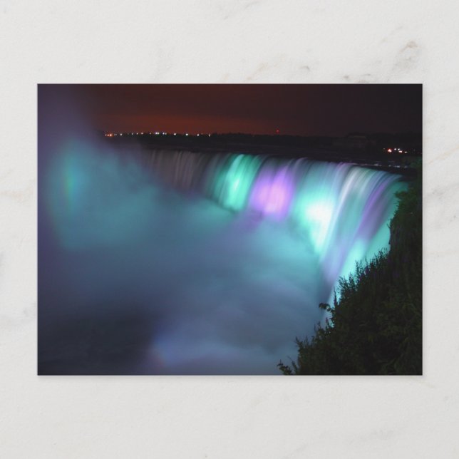 Niagara Falls Canada Night Lila Aqua Postcard Vykort (Framsida)