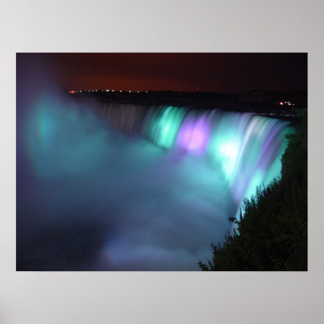Niagara Falls Canada Night Lila Aqua Poster (Framsidan)