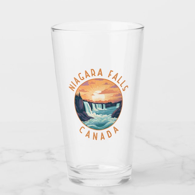 Niagara Falls Canada Retro Distress Circle Glaskopp (Framsida)