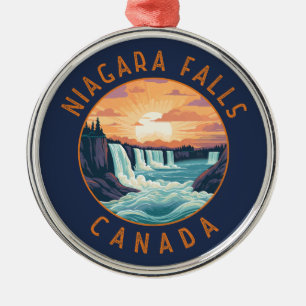 Niagara Falls Canada Retro Distress Circle Julgransprydnad Metall