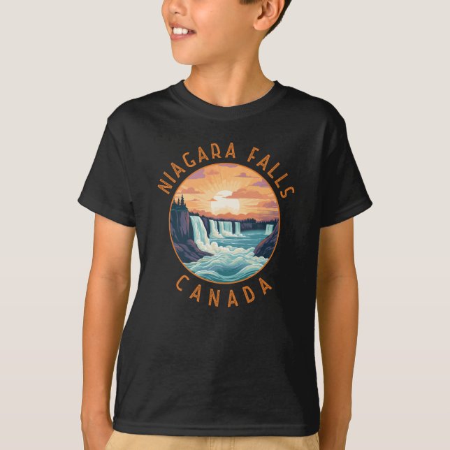 Niagara Falls Canada Retro Distress Circle T Shirt (Framsida)