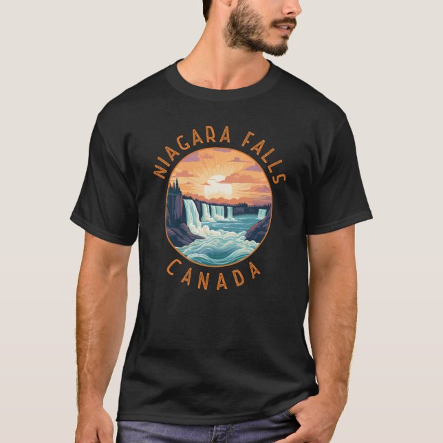 Niagara Falls Canada Retro Distress Circle T Shirt (Framsida)