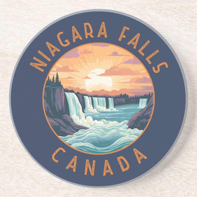 Niagara Falls Canada Retro Distress Circle Underlägg (Framsidan)