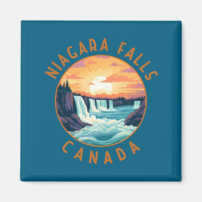 Niagara Falls Canada Retro Distressed Circle _1  Magnet (Framsidan)