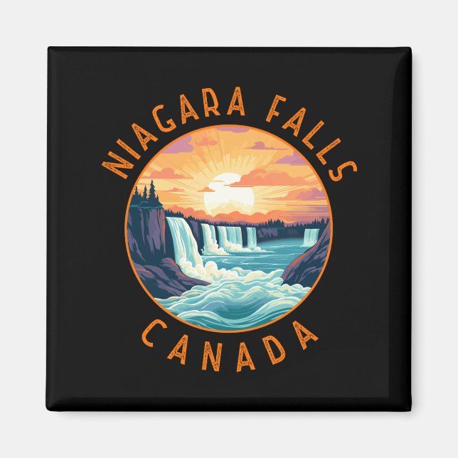 Niagara Falls Canada Retro Distressed Circle  Magnet (Framsidan)