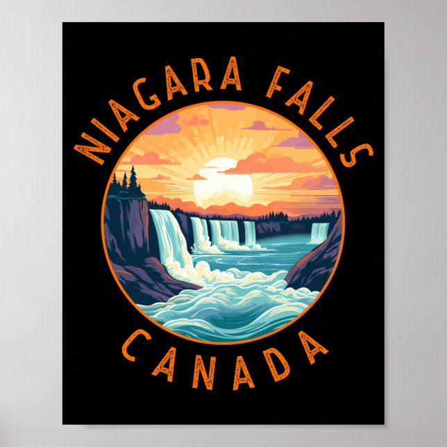 Niagara Falls Canada Retro Distressed Circle  Poster (Framsidan)