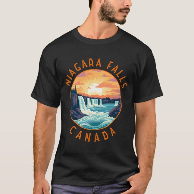 Niagara Falls Canada Retro Distressed Circle  T Shirt (Framsida)