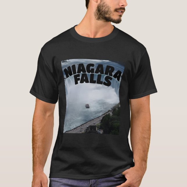 Niagara Falls Canada Usa Typography Boat T Shirt (Framsida)