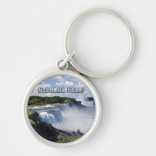 Niagara Falls Destination Keychain Rund Silverfärgad Nyckelring (Framsidan)