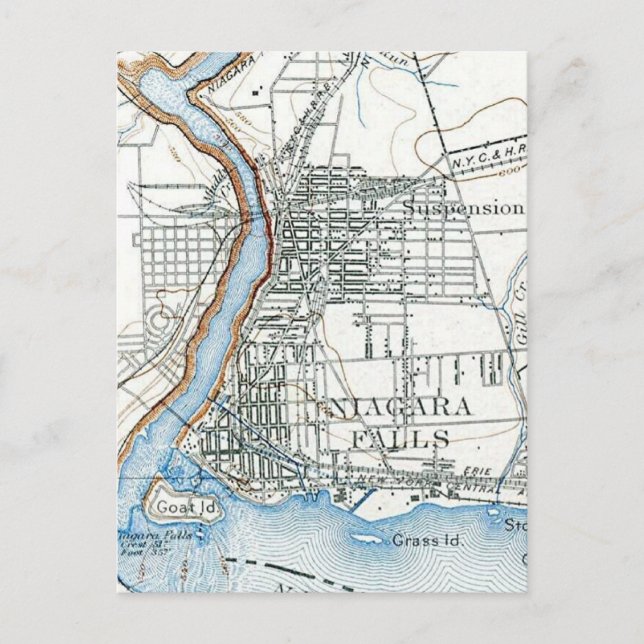 Niagara Falls Fågelperspektivkarta Vykort (Framsida)