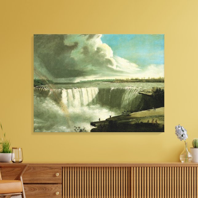 Niagara Falls från Bord Sten av John Vanderlyn Canvastryck (Insitu (Vardagsrum))