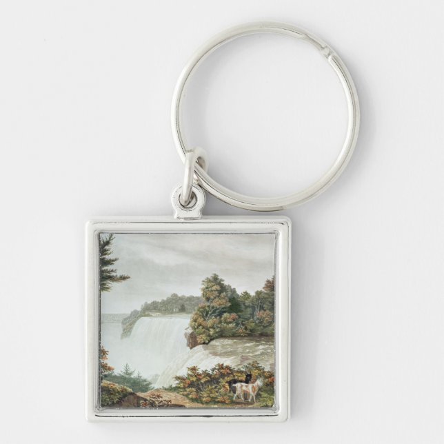Niagara Falls från getön Fyrkantig Silverfärgad Nyckelring (Framsidan)