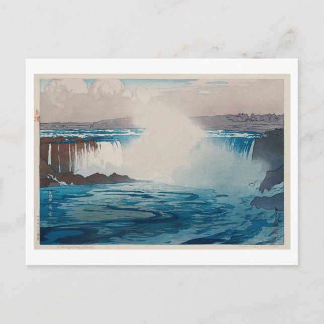 Niagara Falls, Hiroshi Yoshida, Woodcut Vykort (Framsida)