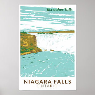 Niagara Falls Horseshoe Falls Resa Konst Vintage Poster