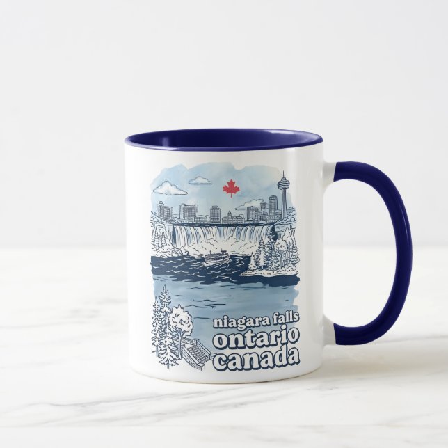Niagara Falls Kanada Enkel Stadssiluett Söt Utsikt Mugg (Höger)