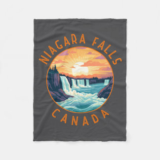 Niagara Falls Kanada Retro Distressed Cirkel _1 Fleecefilt