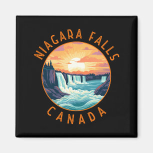 Niagara Falls Kanada Retro Utsliten Cirkel Magnet