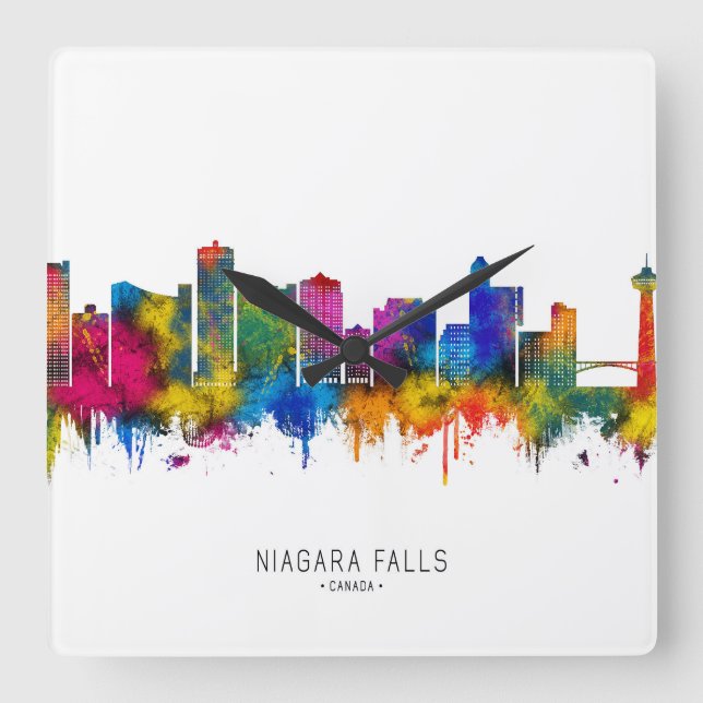 Niagara Falls Kanada Skyline Fyrkantig Klocka (Framsida)