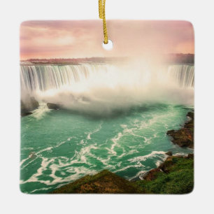Niagara Falls, kanadensiska solnedgångstiliserade Julgransprydnad Keramik