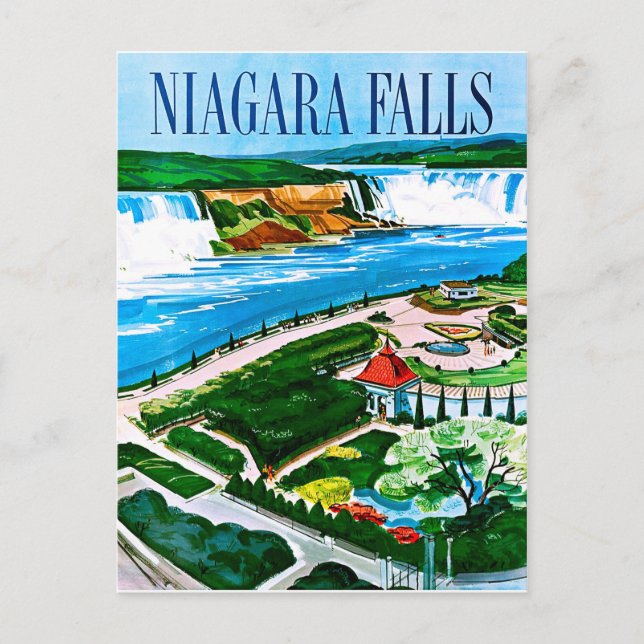 Niagara Falls, luftvy, Kanada, vintage resa Vykort (Framsida)