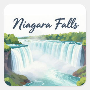 Niagara Falls målerisk landskapsillustration Fyrkantigt Klistermärke