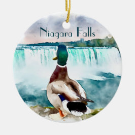 Niagara Falls Mallard Anka Souvenir Julgransprydnad Keramik