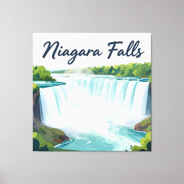 Niagara Falls Målning Landskapsillustration Canvastryck (Framsida)